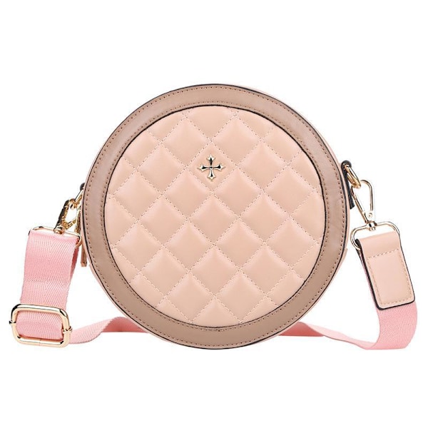 Baellerry Pu Läder Dam Axelremsväskor Casual Round Crossbody Clu Rosa