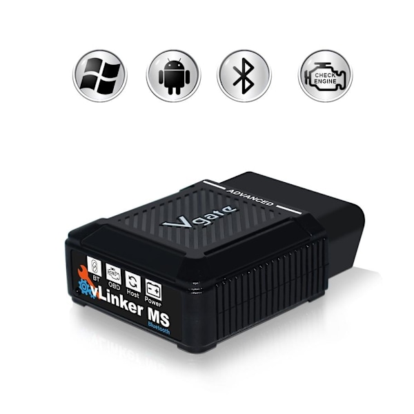 Vgate VLinker MS Bluetooth - 12V/24V dubbelspänningskompatibel, svart