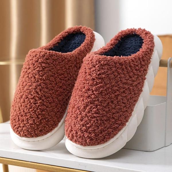 fluff tofflor varma tofflor innetofflor PC04 orange röd 36-37 (insida 24cm)