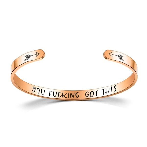 Titanstål C-formet Inspirerende Armbånd - Fortsett å skyve fremover rosa gull A