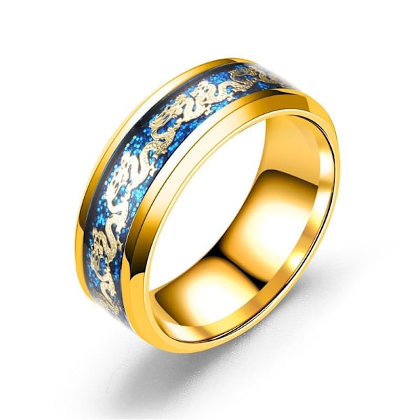 Double Dragon Gold Piece 4-Color Gold Layer Ring Modesmycken för gyllene gyllene drake nr 12