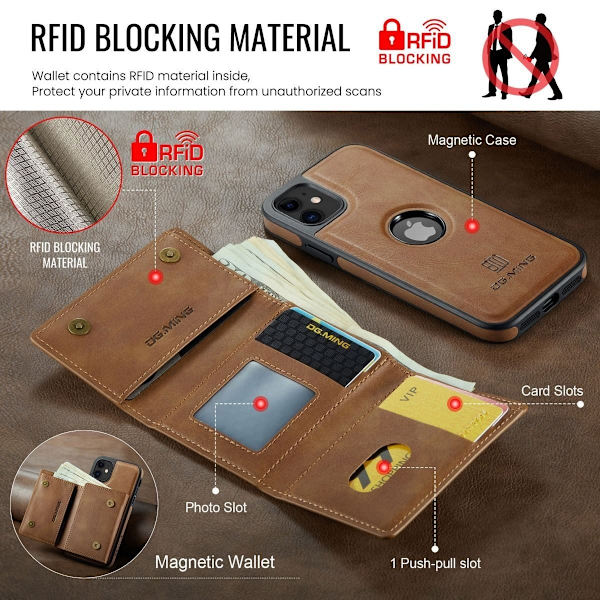(Til iPhone 13 Pro Max) DG.MING M6 Serien Magnetisk Pung Etui sort