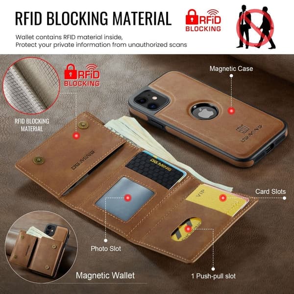 (Til iPhone 15 Plus) DG.MING M6 Serien Magnetisk Pung Etui sort
