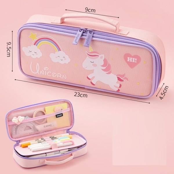 Pennfodral Enhörning Häst Djur Barn Pencil Case Fyrkantig Pennvä Rosa