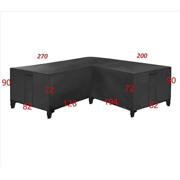 möbelskydd överdrag skydd till utemöbler hörnsoffa med vattentät silverfärgad 270*200*82cm