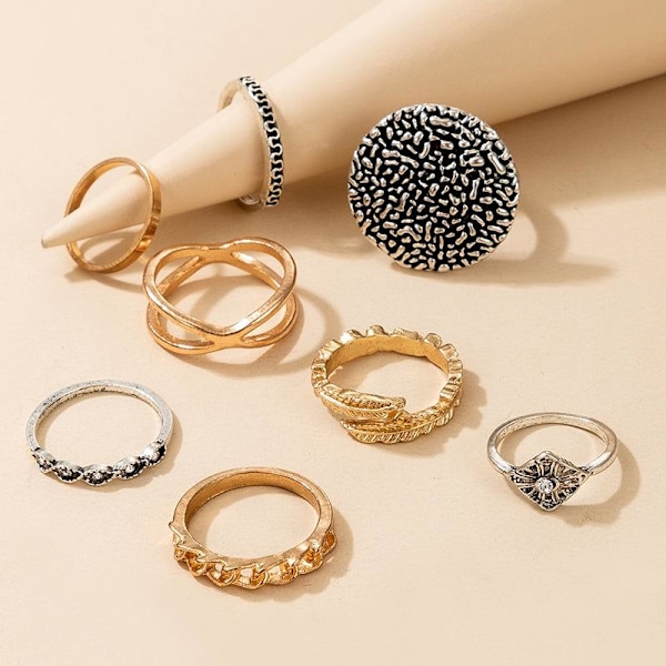 All fingers ring ringar set med olika mönster