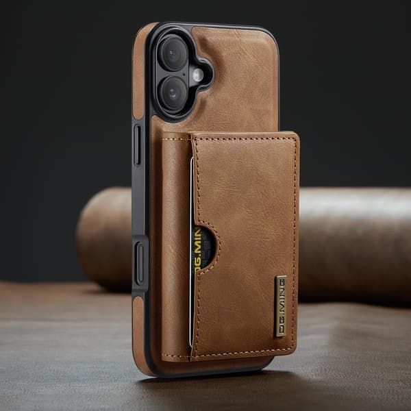 (Til iPhone 15 Pro Max) DG.MING M6 Serien Magnetisk Pung Etui kaffe