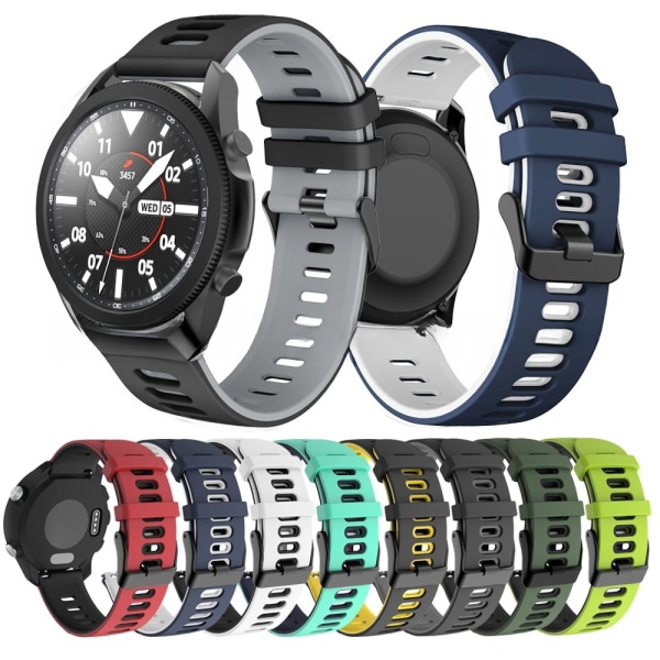 armbånd silikon Garmin Forerunner 245/645 20mm 22mm svart/grå (20mm)