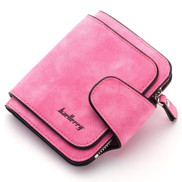 Baellerry miniplånbok i koreansk stil med texturerat läder för k rose red