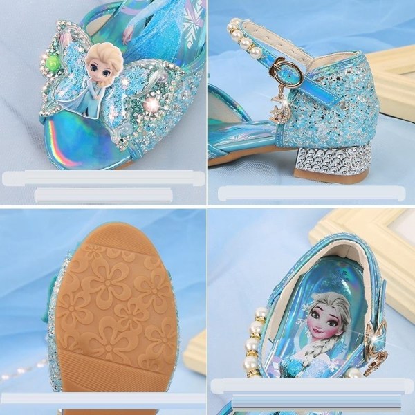 prinsessesko elsa sko børnefestsko sølvfarvede 21 cm / størrelse 34