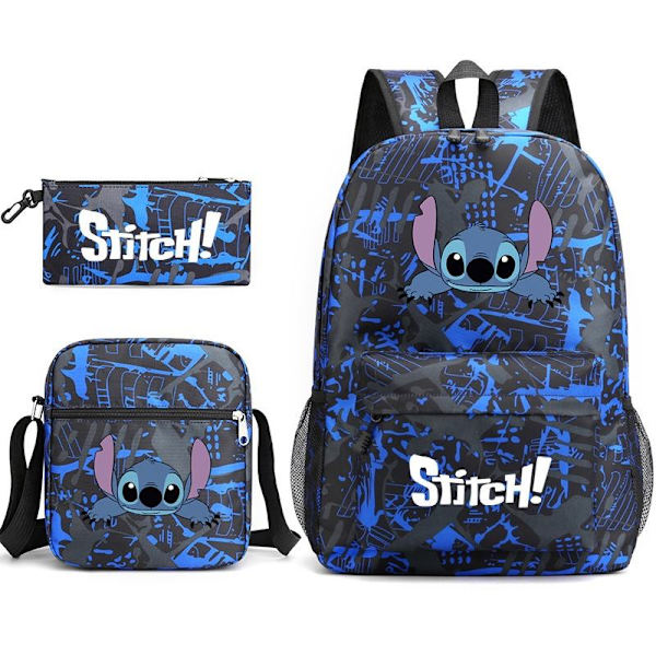 stitch reppu penaali olkahihna laukkupakkaus (3 kpl) musta sininen