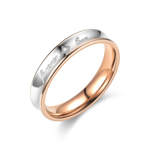 Forever Love Couples 14K guldpläterade diamant- och zirkoniumrin 4mm damstorlek 8