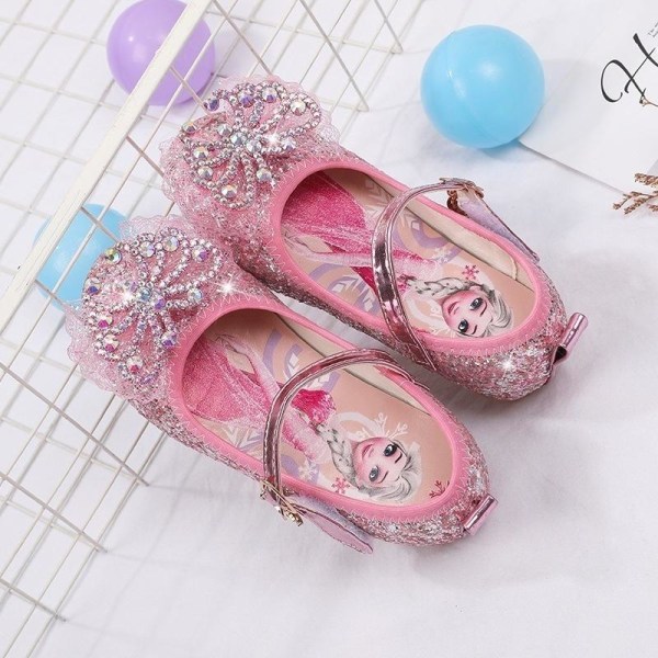 elsa prinsessa barn skor med paljetter rosa 18cm / size29