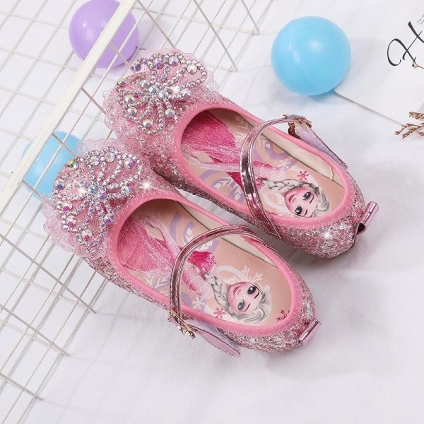elsa prinsessa barn skor med paljetter rosa 21cm / size35