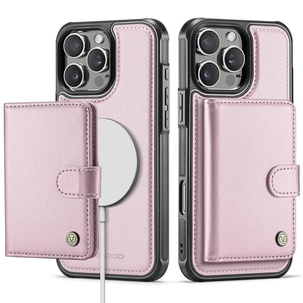 (Til iPhone 12/12 Pro) Magnetisk tegnebogs etui til telefon med støttefod og 6 kortpladser, RFID-beskyttelse, PU-læder sort