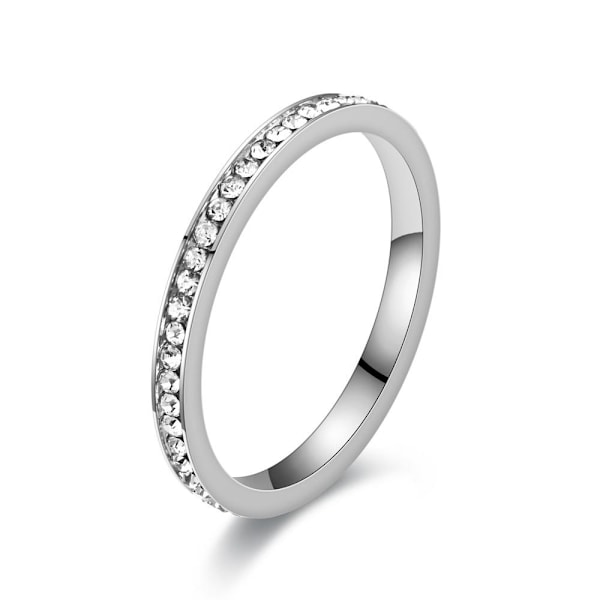 Blændende diamantring til kvinder - 18K guldbelagt tyndt cirkelbånd 2 mm stålmaling nr. 6