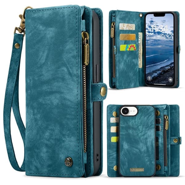 (För Samsung Galaxy S21FE) Multifunktionell plånbok i läder med RFID-skydd och ställning som stöder trådlös laddning grön