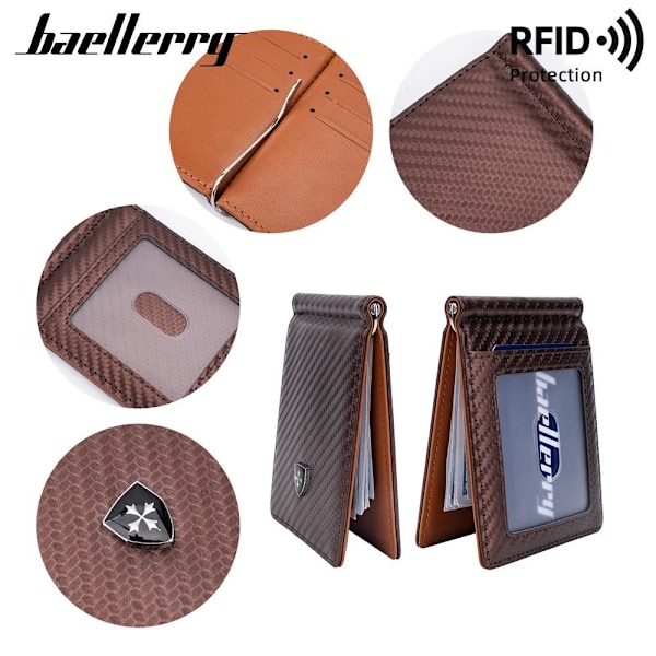 Baellerry Kulfiber RFID-blokerende slank pung med flere kortlommer sort
