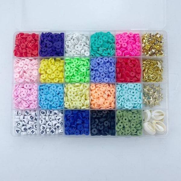 DIY platta Lerpärlor set runda polymerlerpärlor för pärlor armba Som bilden visar