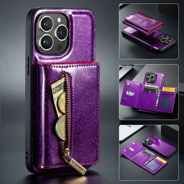(Til iPhone 14 Plus) DG.MING M3-seriens glitrende telefoncover: sort