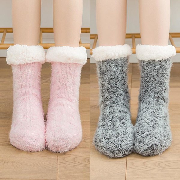 lämpösukat talvisukat pörröiset fleece-sukat mukavat sukat violetti yksi koko