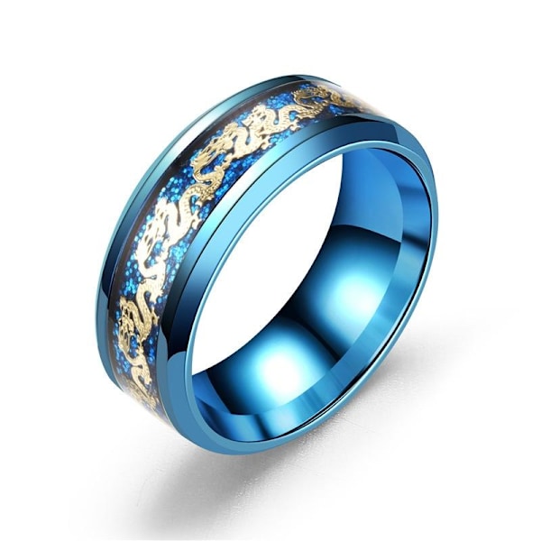 Double Dragon Gold Piece 4-Color Gold Layer Ring Modesmycken för svart gyllene drake nr 11