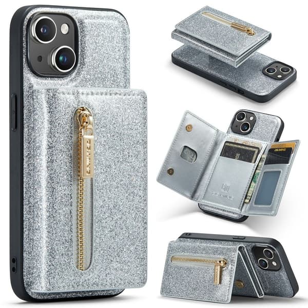 (För iPhone 15 Pro Max) DG.MING M3-seriens glittrande telefonska silver
