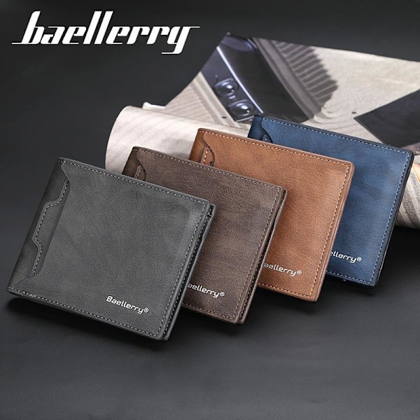 Baellerry Slim Plånbok för män Kort Stil Multi Card Slots Minima gulbrun