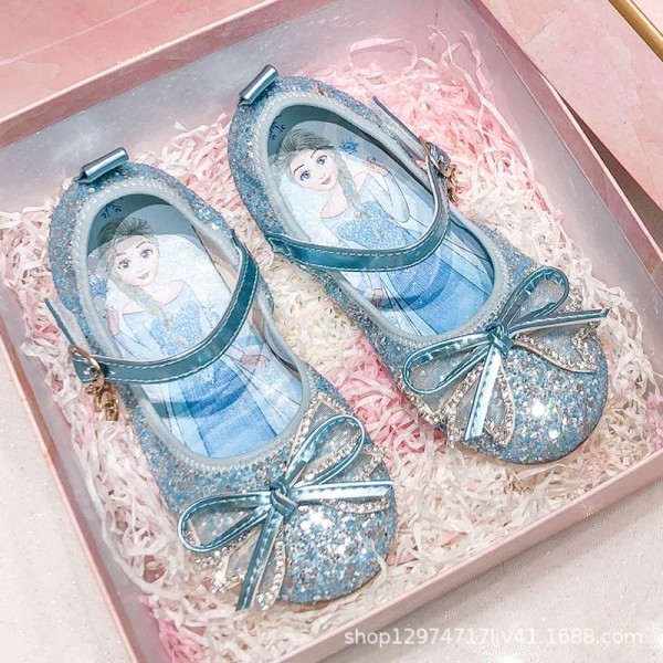 elsa prinsesse sko barn pige med pailletter blå 15,5 cm / størrelse 24