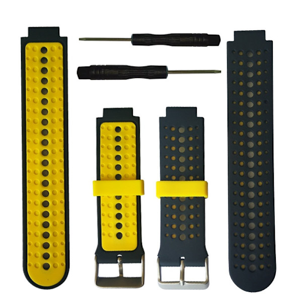rannekoru silikoni Garmin Forerunner 220 230 235 Approach S20 musta/keltainen