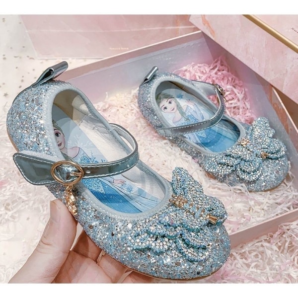 elsa prinsesse sko barn pige med pailletter pink 15 cm / størrelse 23