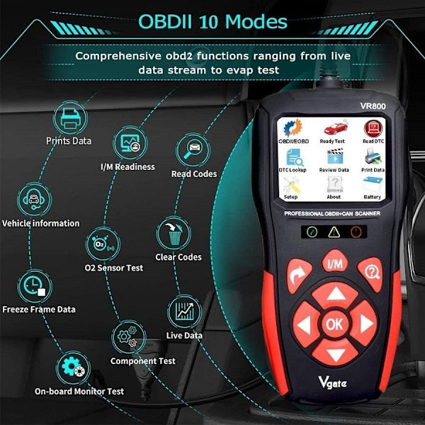 Vgate VR800 färgskärm OBD2-skanner och kodläsare - Flerspråkigt som på bilden