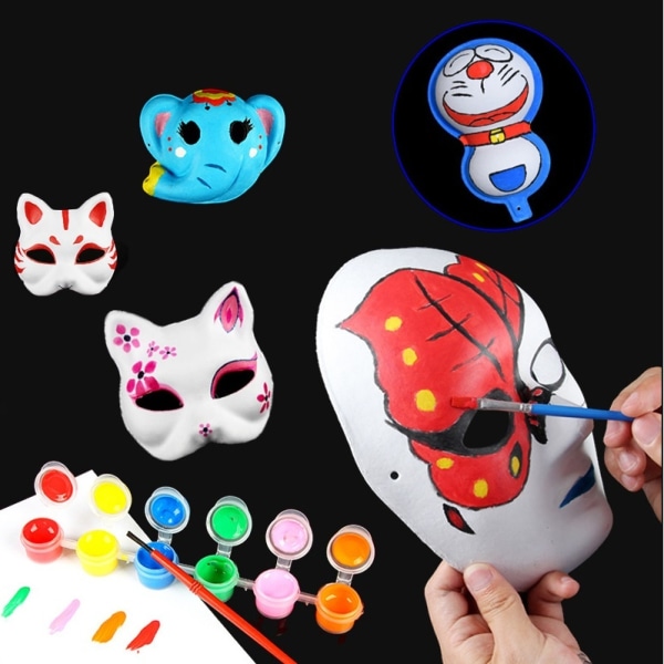 Mask diy måla ansiktsmask djurmask face masker maskerad för hall Manligt ansikte3