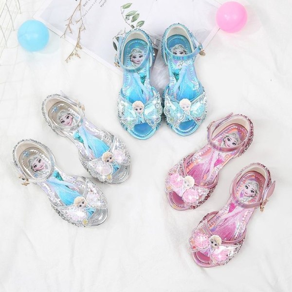prinsesskor elsa skor barn festskor blå 22.5cm / size36