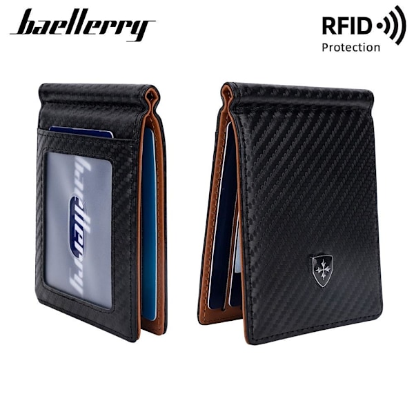 Baellerry Kulfiber RFID-blokerende slank pung med flere kortlommer sort