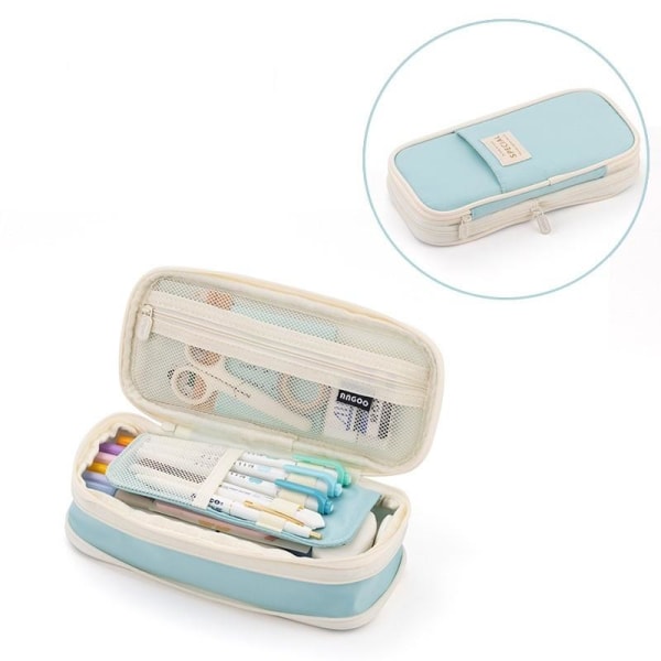 Pennfodral Barn Pennväska Pencil Case Stor Kapacite Fyrkantig Pe Ljusblå 2