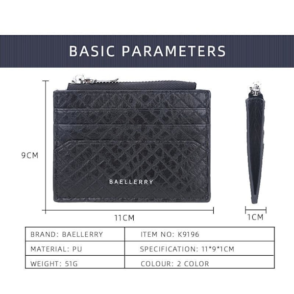 Baellerry Slim RFID-blockerande PU-läderplånbok för män med drag kaffe