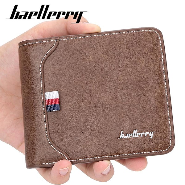 Baellerry herremode Bifold pung PU læder kortholder pung f mørk kaffe 12 cm * 10 cm * 2 cm