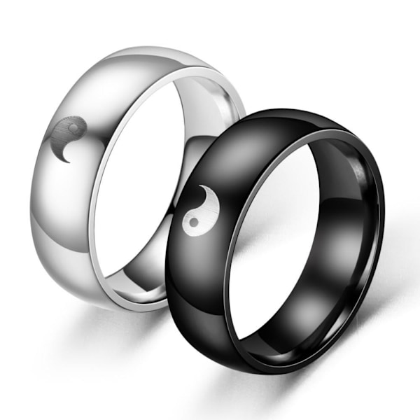 Tai Chi titaaniteräs pari - ajaton Bagua-kuvio kaiverrettu 6mm musta miesten malli Nro 12