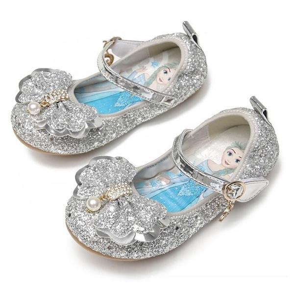 prinsessesko elsa sko børnefestsko sølvfarvede 16 cm / størrelse 25