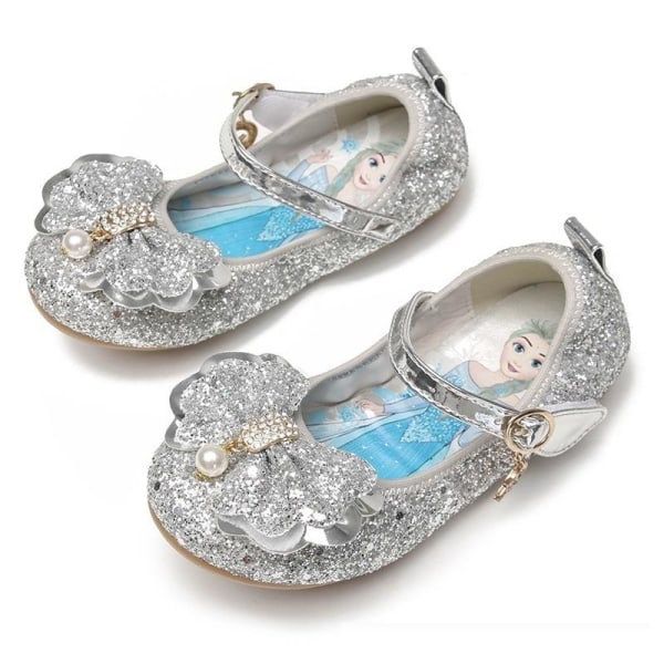 prinsessesko elsa sko børnefestsko sølvfarvede 20 cm / størrelse 33