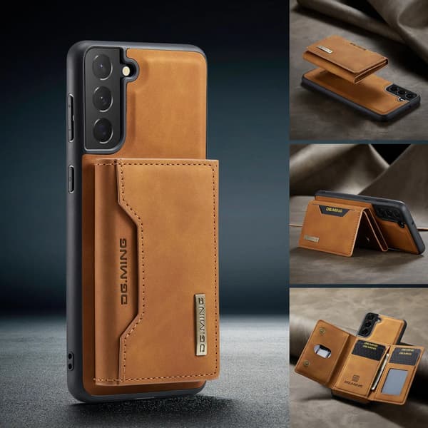 (For Samsung Galaxy A35) DG.MING Magnetic Detachable Wallet Case - 2-in-1 Premium Case with 8 Card Slots & Stand Function Kaffe