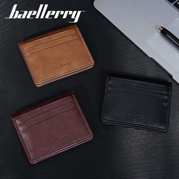 Baellerry Vintage Retro Bifold PU-nahkainen lompakko miehille Ohut luottokortti ruskea