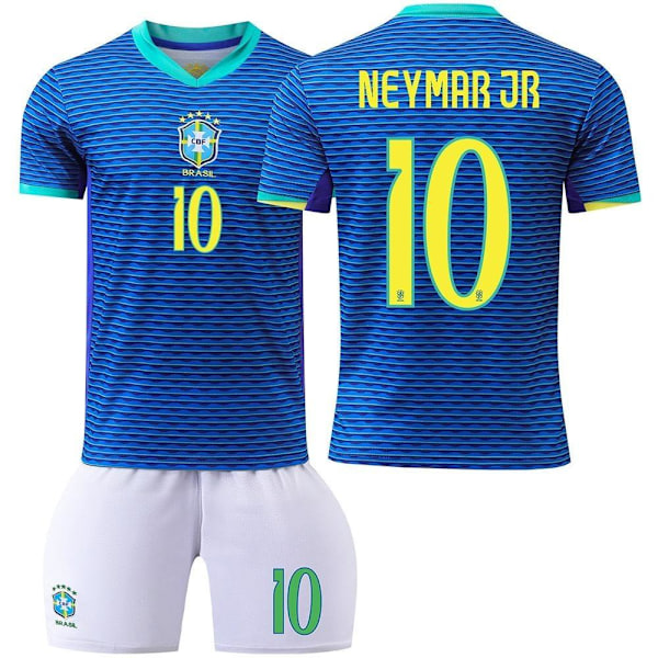 Neymar Jr. #10 Brazil Away Kit för barn och vuxna - Set med fotb #24