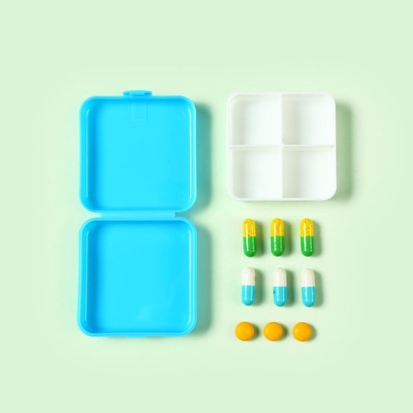 tablett dosett pillerburk medicin låda piller behållare 4 fack grön