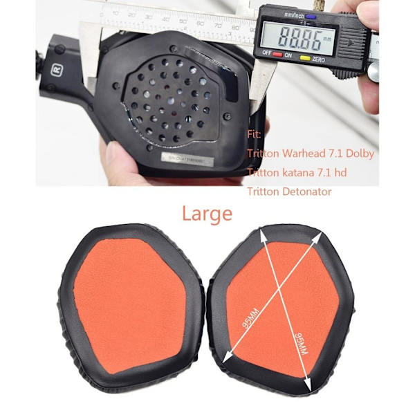 öronkuddar hörlurskuddar kuddar för Tritton Trigger / Detonator svart/orange stor