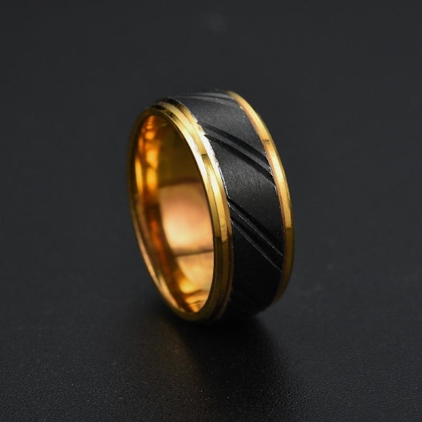 Noble Men's Gold Slitted Ring - Løft stilen din med luksuriøs eleganse 8mm svart nr. 11