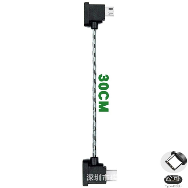 Valaistus / USB Type-C / Micro-USB-kaapeli DJI SPARK MAVIC PRO:lle iPhone Lightning punottu 30cm