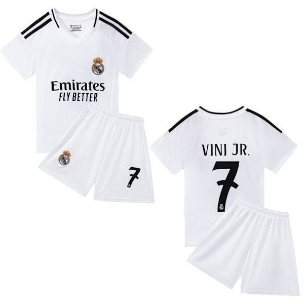 Real Madrid hjemmedrakt nr. 7 Vini Jr. fotballdrakt og shorts f #14 (90CM)