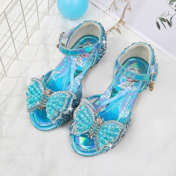 elsa prinsesse sko barn pige med pailletter blå 18 cm / størrelse 27